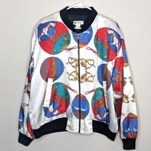 Vintage Esther Satin Bomber Hot Air Balloon Cherub Jacket L